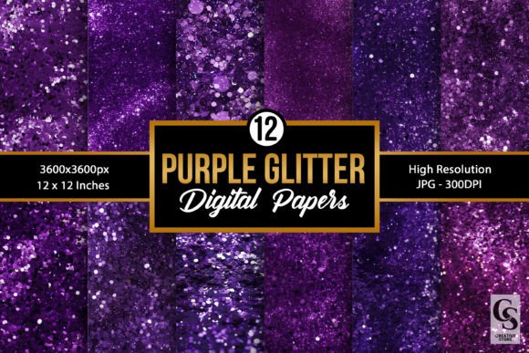 12 Purple Glitter Digital Paper Backgrounds: Sparkle for Every Project