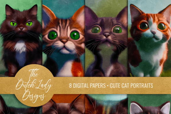 Charming Cat Art: Digital Papers for Creative Projects