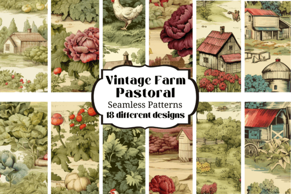 Charming Vintage Farm Garden Seamless Backgrounds for Crafters