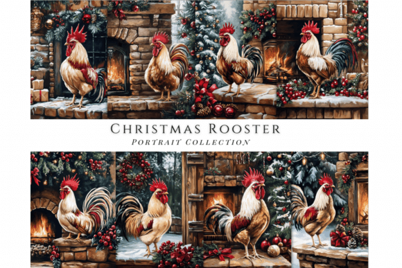 Christmas Rooster Portrait Backgrounds: A Rustic Holiday Statement