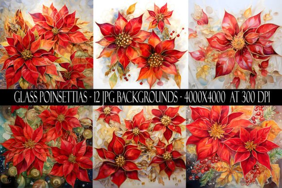 Enchanting Glass Poinsettia Backgrounds for Festive Designs