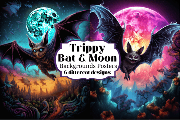 Enchanting Halloween Bat Moon Posters Backgrounds for Creators