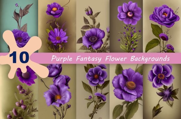 Enchanting Purple Fantasy Flower Backgrounds for Creators