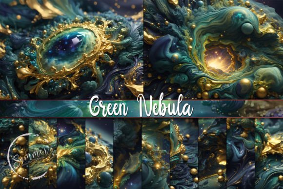 Green and Gold Galaxy Backgrounds: A Universe of Design