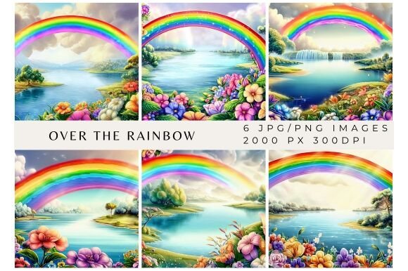 Over the Rainbow Digital Backgrounds: Vibrant Design Assets