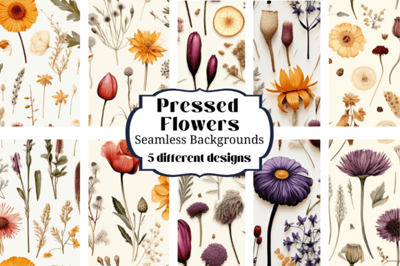 Pressed Wildflowers Seamless Backgrounds for Creative Projects