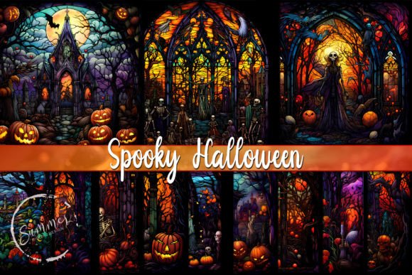 Stained Glass Halloween Backgrounds for Vibrant Projects
