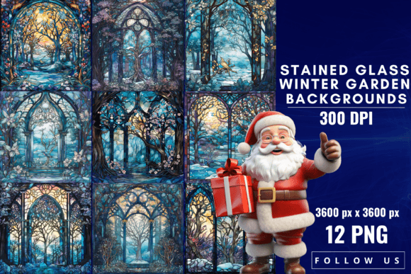 Stained Glass Winter Garden Backgrounds: A Digital Sanctuary