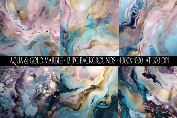 Stunning Aqua and Gold Marble Backgrounds for Your Next Project