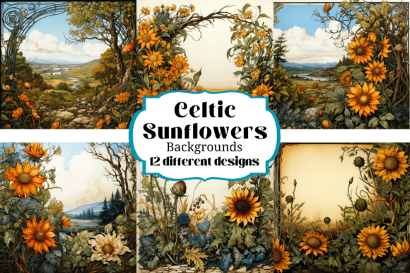 Unleashing Creative Energy: Celtic Sunflowers Backgrounds Papers